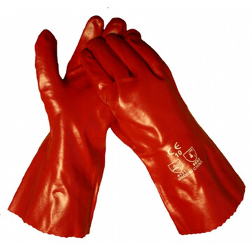 Handschoen PVC rood 35 cm