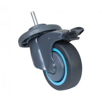 Wiel met bumper en rem 100mm