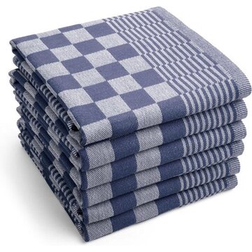 Theedoek 65x65 blauw geblokt